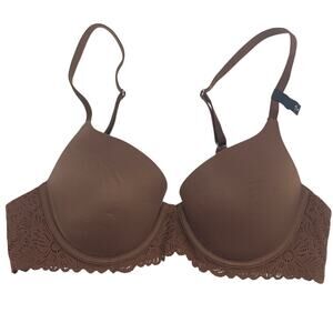 New Aerie Womens 34B Chocolate Brown Sunnie Demi Underwire Lace Bra